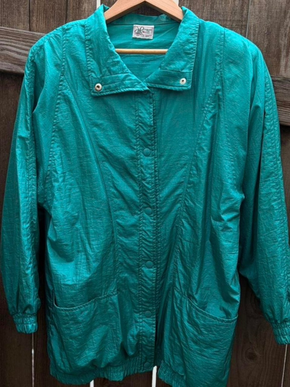Retro 80s teal fleece windbreaker